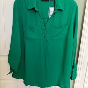 New York & Company Vibrant Green Blouse